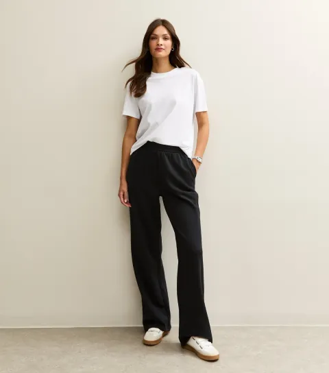 Tall Black Jersey Wide Leg Joggers