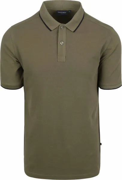 Suitable Respect Polo Shirt Tip Ferry Olive Green Dark Green maat L