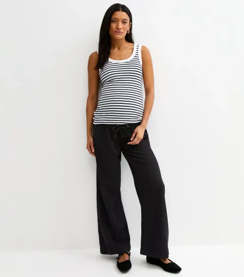 Maternity Black Over Bump Wide Leg Trousers