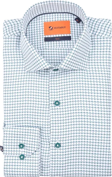 Suitable Shirt Check Print Green size 38