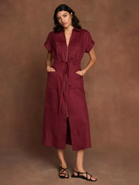 Mint Velvet Linen Midi Shirt Dress