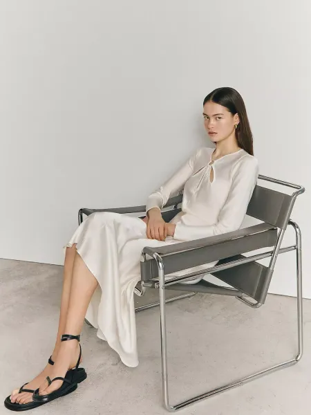 Ghost Freya Cut-Out Detail Satin Midi Dress
