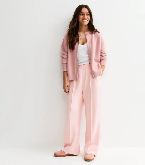 Petite Premium Light Pink Wide Leg Joggers