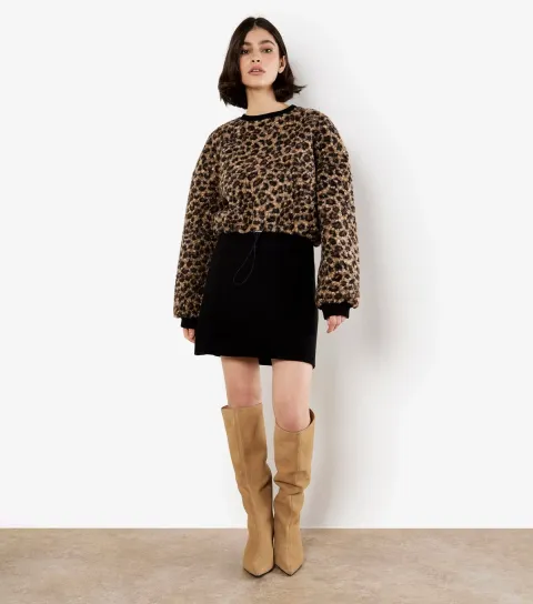 Brown Leopard Boucle Jumper
