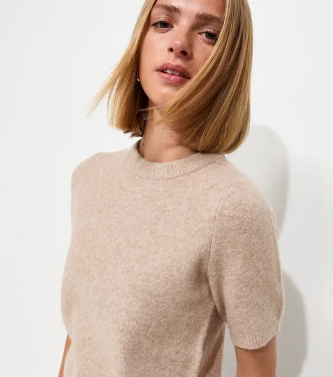 Light Mink Short Sleeve Midweight Knit T-Shirt