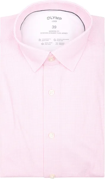 Olymp Luxor Shirt Pied De Poule Pink size 39