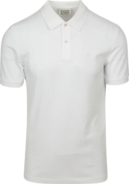 Scotch & Soda Core Piqué Polo Shirt White maat L
