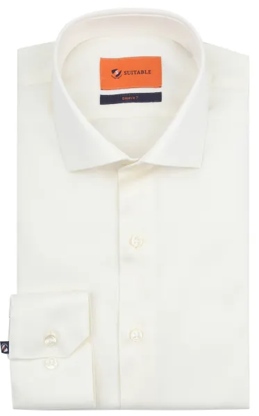 Suitable Shirt Extra Long Sleeves Twill Ecru Off-White White size 39