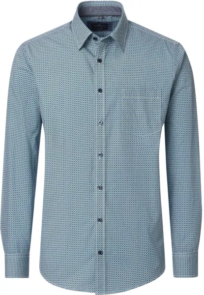 CASAMODA Casual Shirt Print Blue maat 3XL