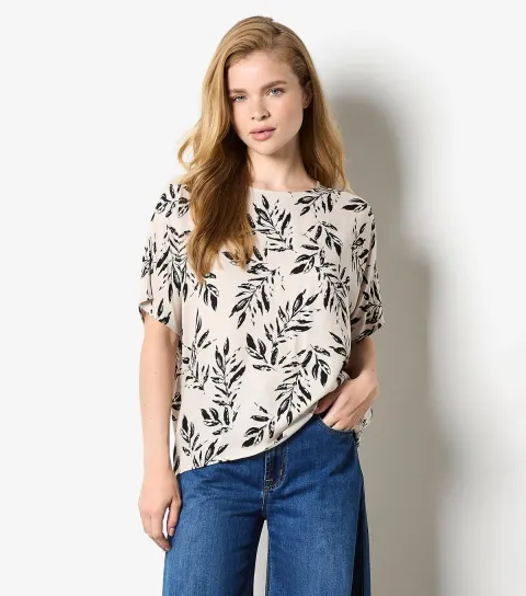 Stone Leaf Print T-Shirt