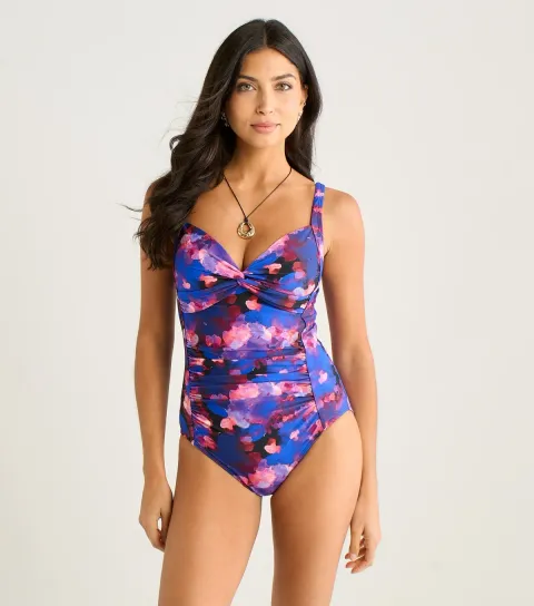 Blue Print Ruched Swimsuit
