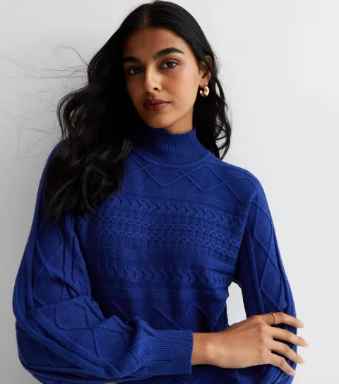 Bright Blue Knit Batwing Jumper