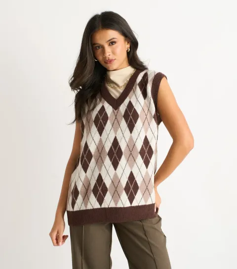 Brown Knit Vest Top