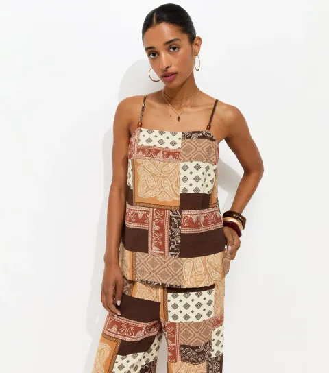 Orange Paisley Patchwork Cami Top