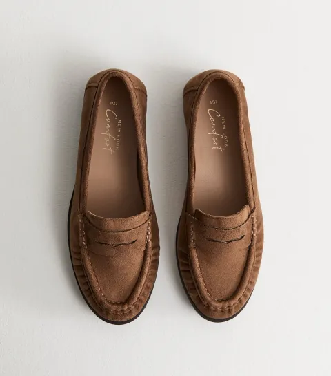 Tan Faux Suede Loafers Vegan