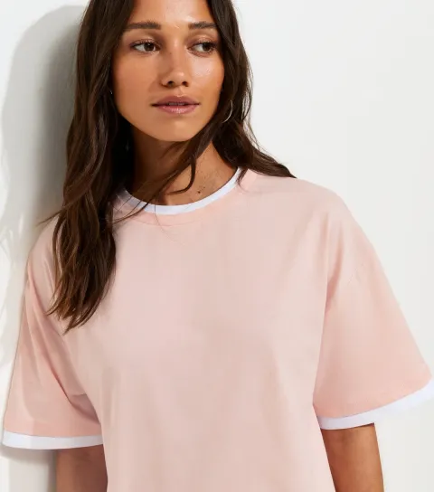 Light Pink 2-in-1 Short Sleeve Boxy T-Shirt