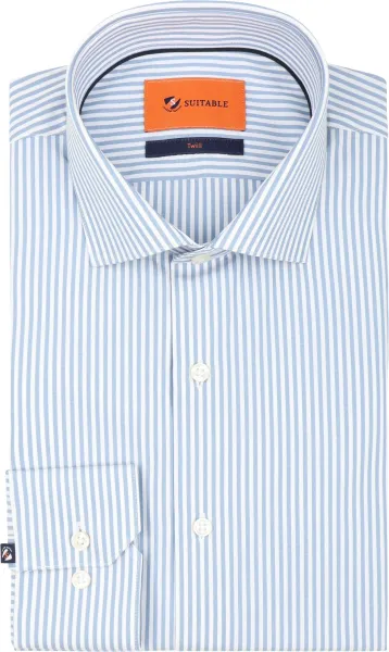 Suitable Twill Shirt Stripe Light blue Blue size 38