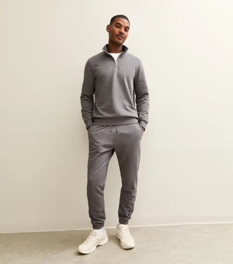 Grey Regular Drawstring Waist Joggers