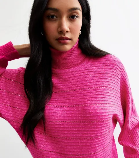 Deep Pink Gem Stripe Knitted Jumper