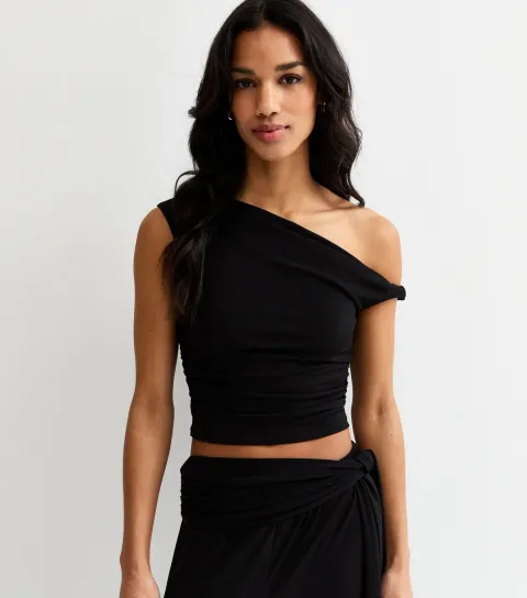 Black Draped Off The Shoulder Top