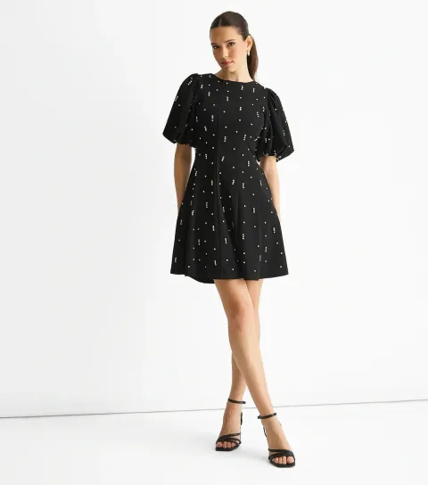 Black Diamante Embellished Mini Dress