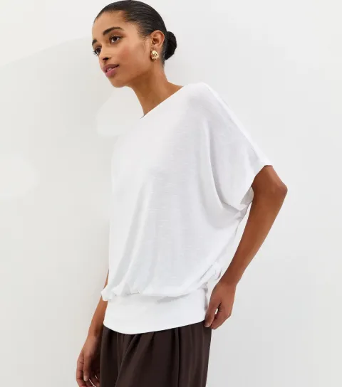 White Soft Touch Slub Batwing T-Shirt