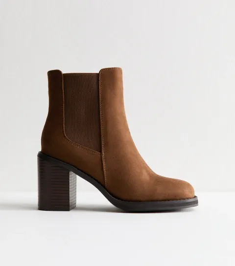 Tan Faux Suede Chelsea Ankle Boots
