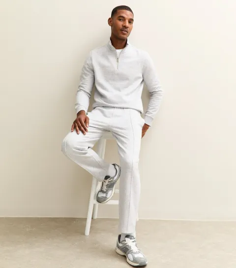 Grey Regular Pintuck Jersey Straight Leg Joggers