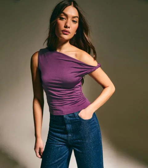 Dark Purple Off The Shoulder Top