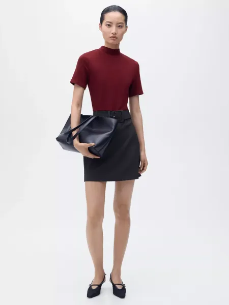 Mango Bima Short Sleeve High Neck Mini Dress