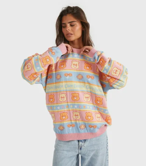 Multi Colour Care Bears Stripe Knit Jumper
