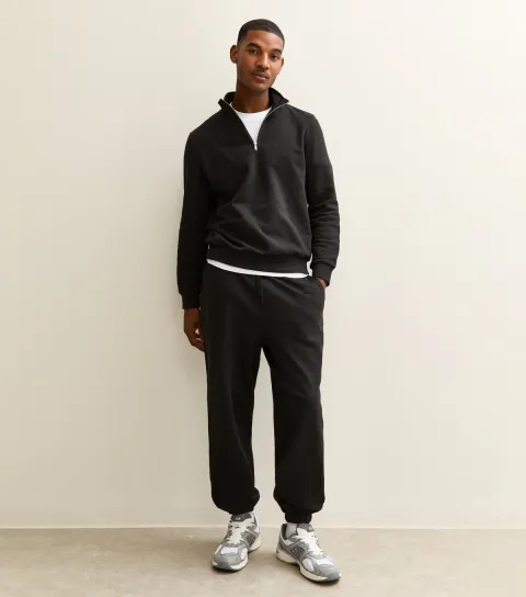 Black Oversized Cuffed Ankle Joggers