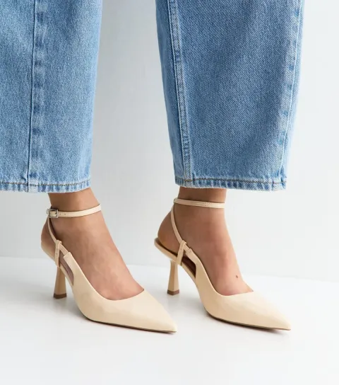 Light Yellow Faux Leather Ankle Strap Court Shoes Vegan