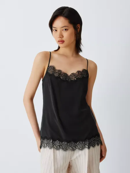 John Lewis Pure Silk Lace Trim Cami Top