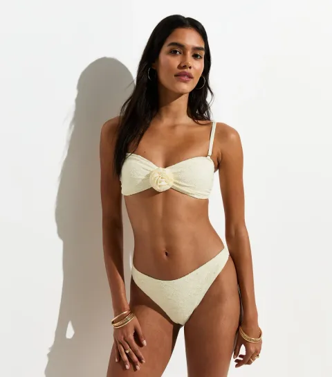 White Lace High Leg Tanga Bikini Bottoms