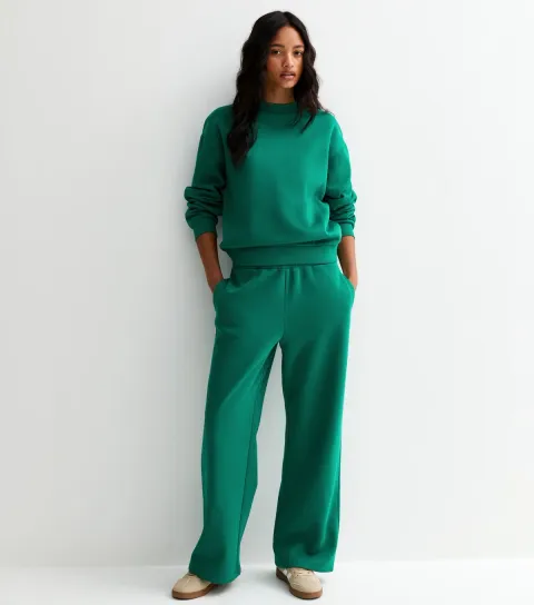 Green Wide Leg Relaxed Fit Joggers