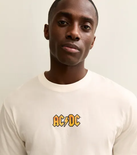 Cream Relaxed ACDC Logo T-Shirt
