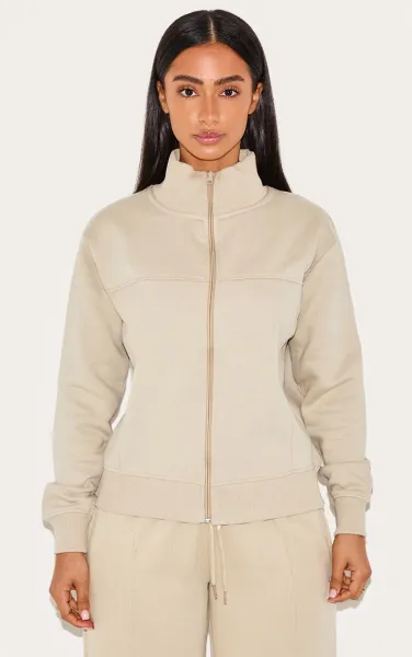 Petite Pebble Seam Detail Zip Through Track Top