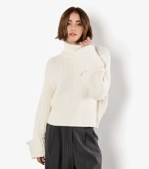 Cream Chunky High Neck Jumper
