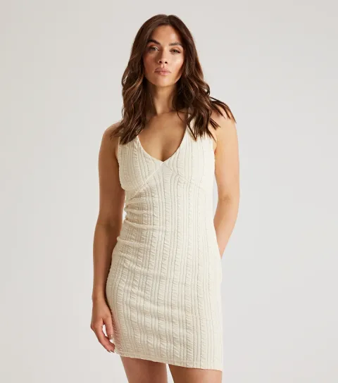 Stone Ribbed Mini Dress