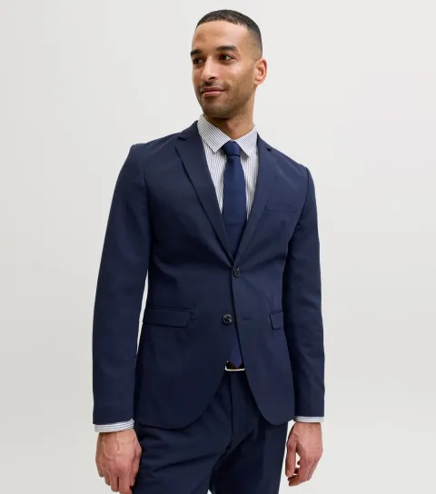 Navy Button Front Blazer