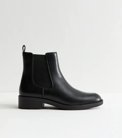 Black Faux Leather Chelsea Boots Vegan