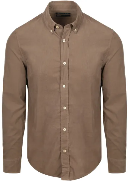 Marc O'Polo Shirt Fine Corduroy Brown Taupe maat L