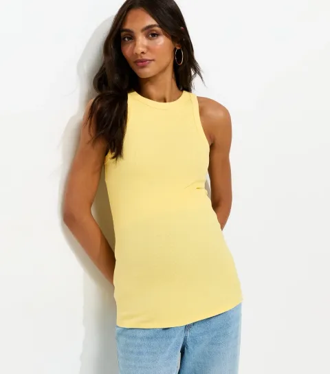 Maternity Light Yellow Racer Vest Top