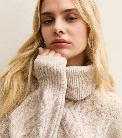 Oatmeal Roll Neck Jumper Dress
