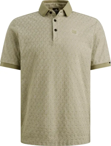 Vanguard Knitted Polo Shirt Jacquard Print Green maat L