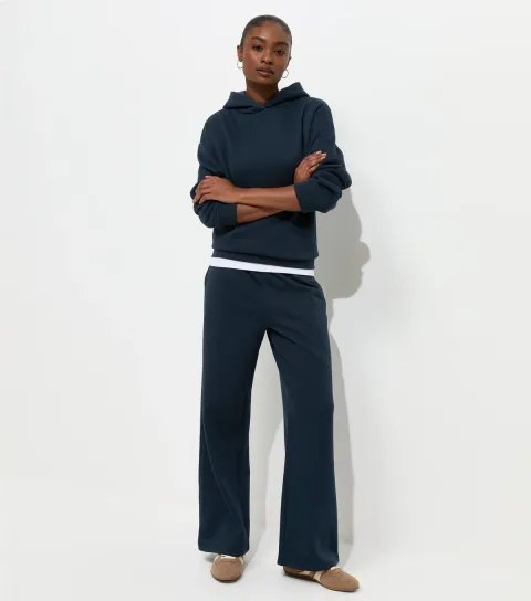 Navy Cotton Rich Wide Leg Joggers