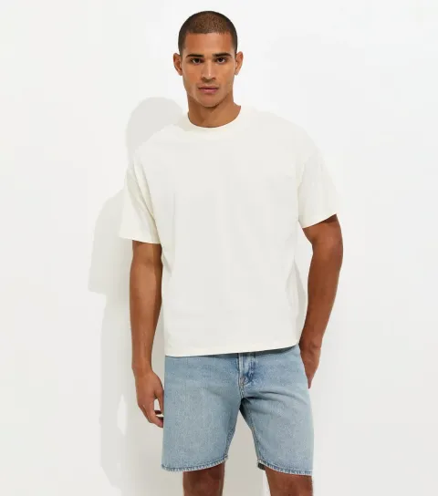 Light Blue Wash Cotton Regular Fit Denim Shorts