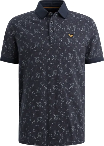 PME Legend Polo Shirt Piqué Print Navy Blue Dark Blue maat 3XL