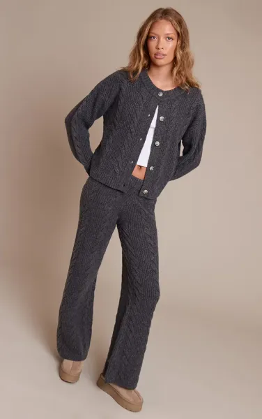 Charcoal Cable Knit Trousers